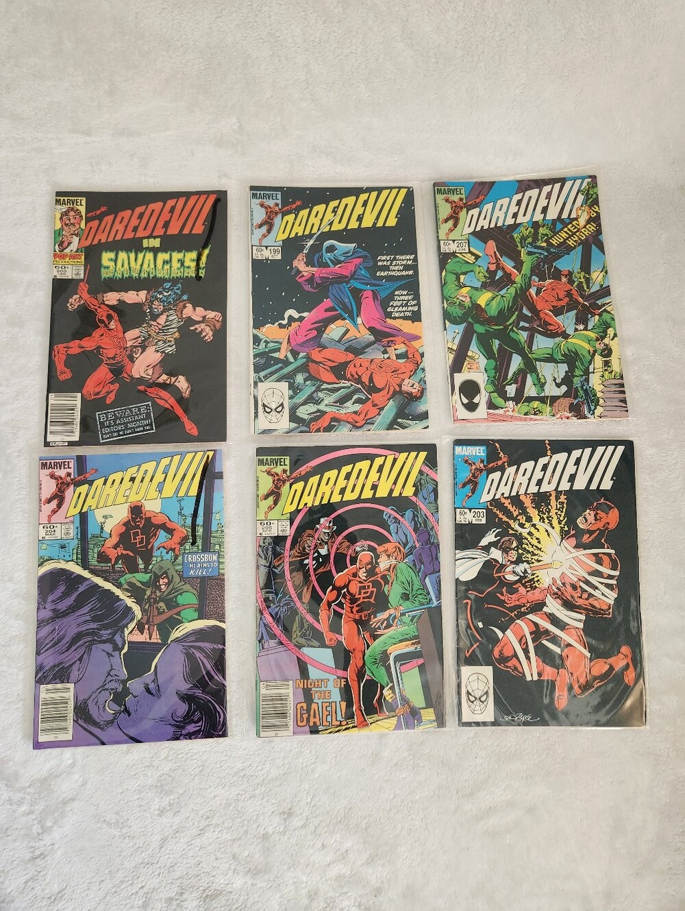 Daredevil Marvel Comic Lot #199 202-205 207 Newsstand 1st Apps Vintage Golden